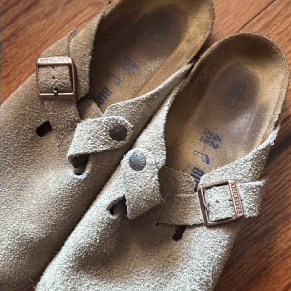 Birkenstock Light Brown Suede Clogs
